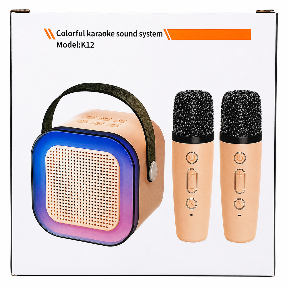 Colorful Karaoke Sound System – Portable Speaker with 2 Wireless Microphones